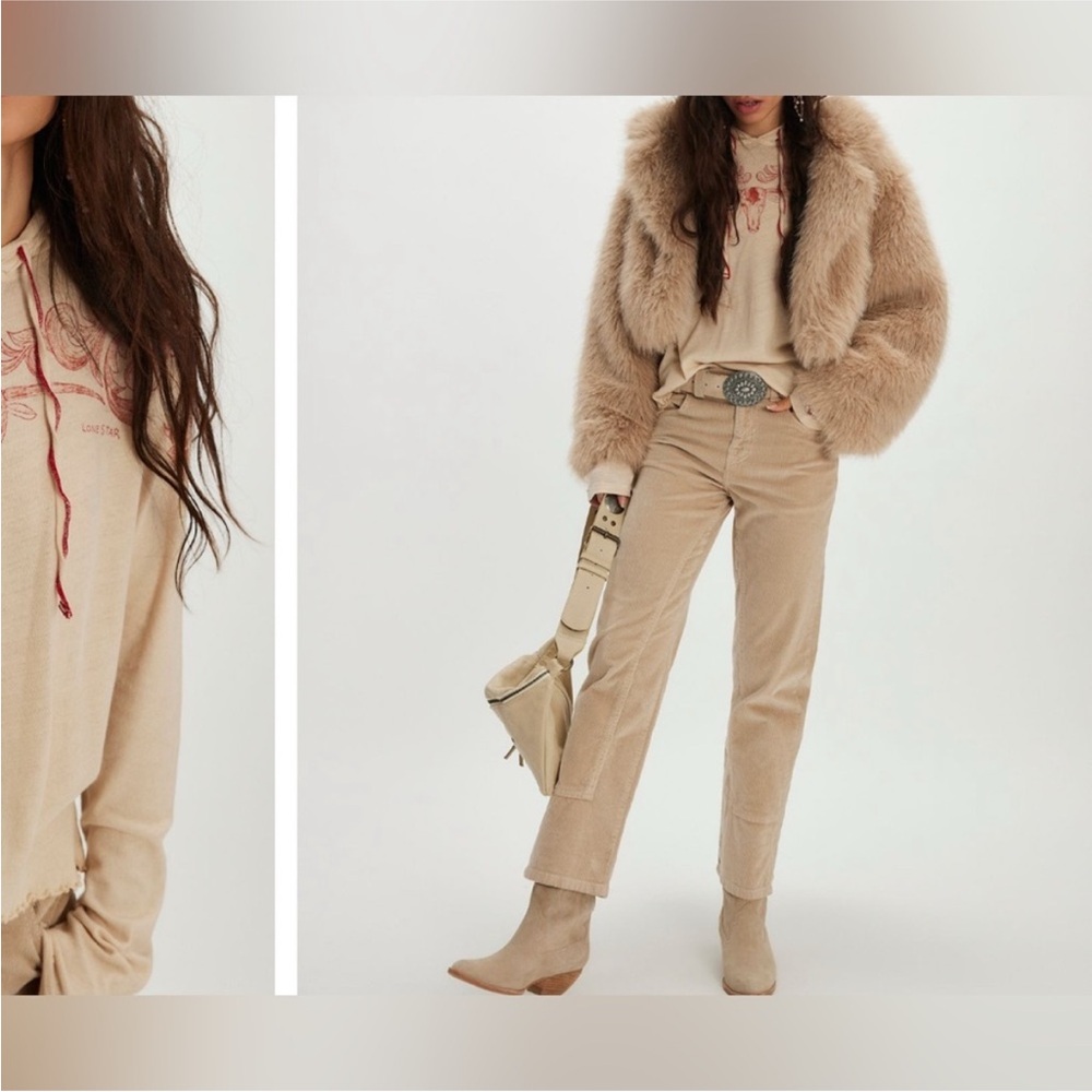 NWOT Free People We The Free Lone Star Hoodie - sand shell combo - medium - Picture 5 of 9